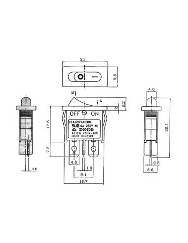 VERMOGEN ROCKERSCHAKELAAR 6A-250V SPST ON-OFF -...