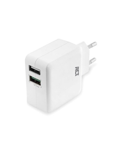 Cargador USB de 2 puertos (4 A) - tecnología Qualcomm Quick Charge - 110-240 V - color blanco