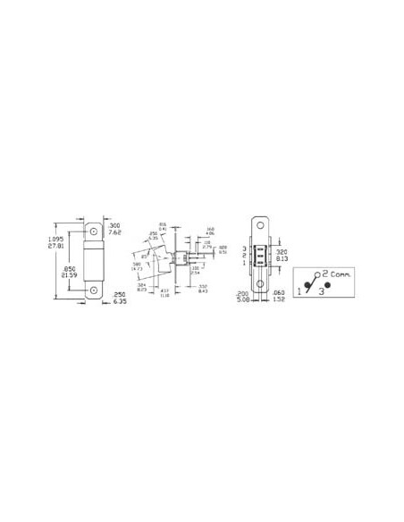 VERTICAL SUBMINIATURE ROCKER SWITCH SPDT ON-ON