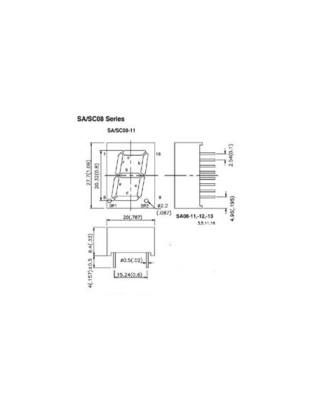 20mm EINSTELLIGES DISPLAY GEMEINSAME ANODE GELB