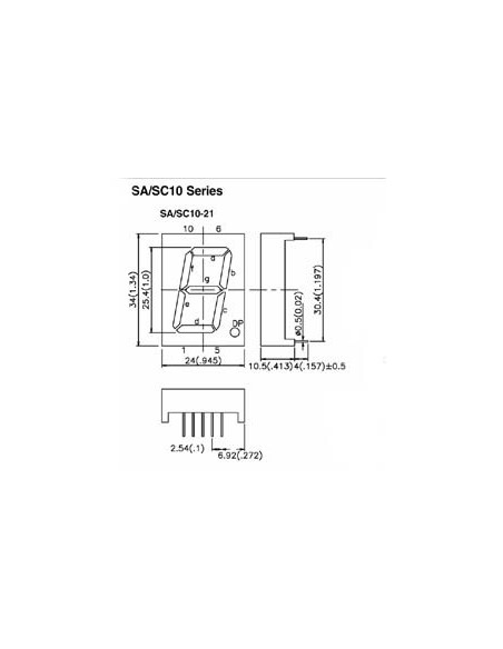 AFFICHEUR 7 SEGMENTS 25mm CATHODE COMMUNE - SUPER VERT