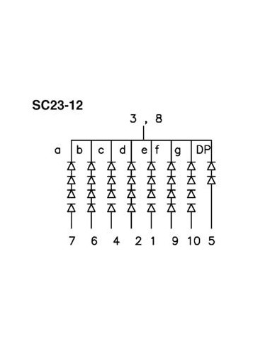 57mm EINSTELLIGES DISPLAY GEMEINSAME KATHODE GELB