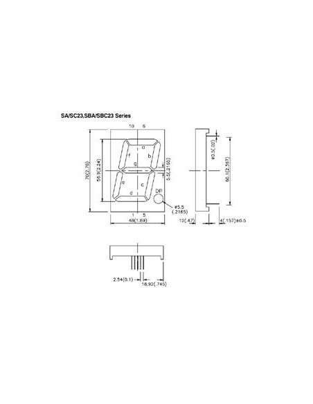 57mm SINGLE-DIGIT DISPLAY COMMON CATHODE YELLOW
