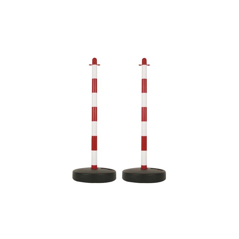 RED/WHITE PLASTIC POST FOR SECURITY CHAIN - 2 pcs