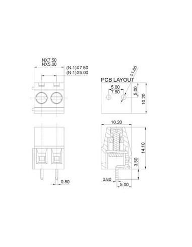 PROFESSIONAL SCREW TERMINAL, 2-POLE, GREEN, 5mm...