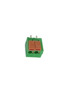BORNIER SANS VIS, 2 POLES, VERT, AU PAS DE 5mm