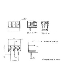 SCREW CONNECTOR, 3 POLES, SQUARE TYPE, IVORY, PITCH   5mm 2