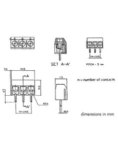 BORNIER A VIS "BAS PROFIL", 3 POLES, AU PAS DE 5mm 2