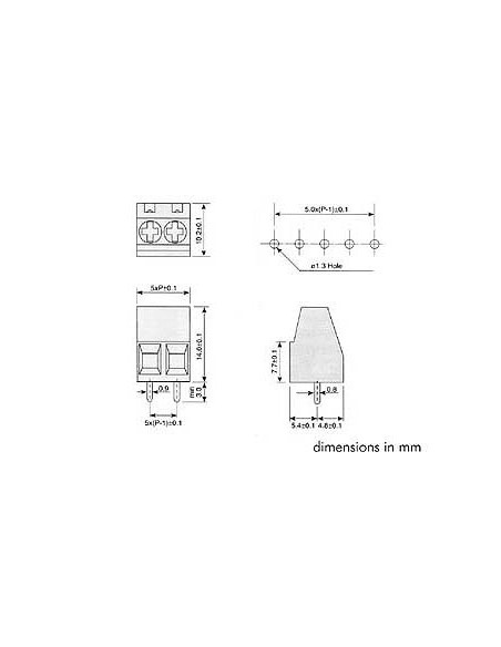 PROFESSIONAL SCREW CONNECTOR PRINT, 3 POLES, CLAMPING TYPE, 5mm PITCH