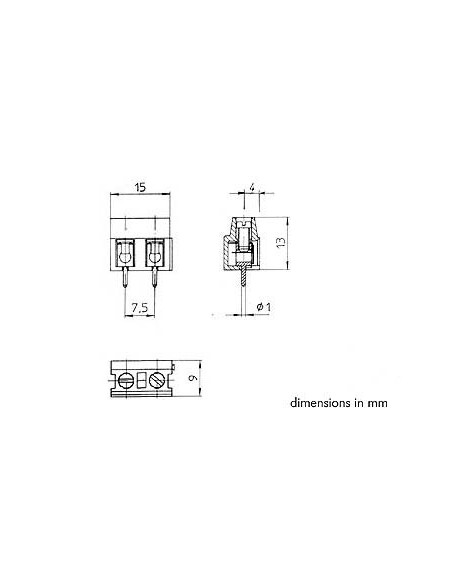 SCREW CONNECTOR PRINT, 2 POLES, 7.5mm PITCH
