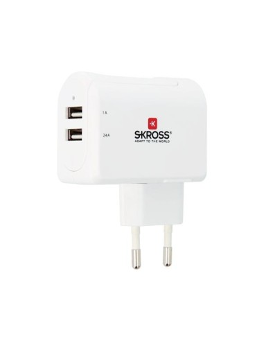 CHARGEUR USB AVEC FICHE EURO - 2 PORTS - 3.4 A