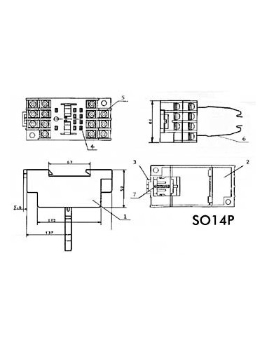 SOCKET FOR HEAVY-DUTY RELAY - 14 PINS - 15A
