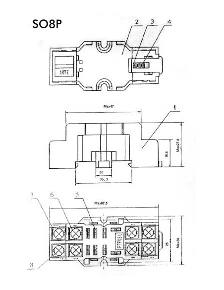 SOCKET FOR HEAVY-DUTY RELAY - 8 PINS - 10A