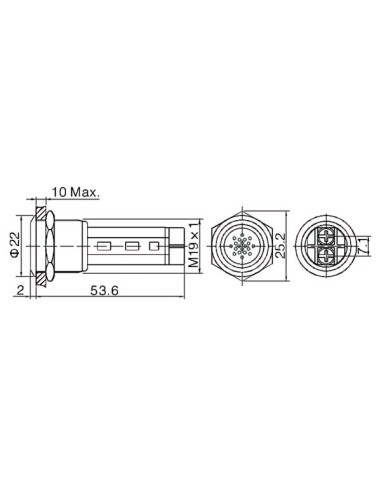 BUZZER - ROESTVRIJ STAAL - VOOR INBOUW - 19mm
