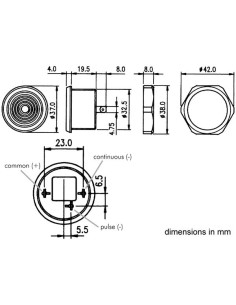 PANEL MOUNTING BUZZER 4-28 VDC / 8 mA 2