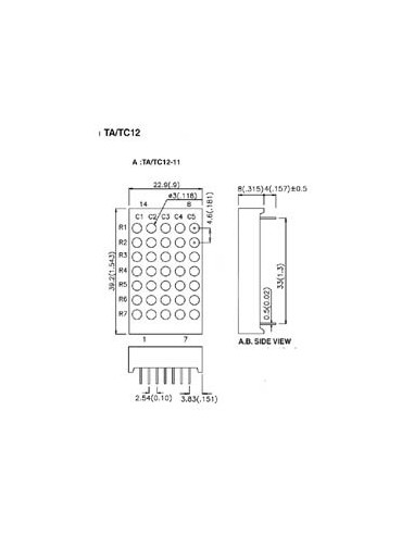 30mm DOT MATRIX DISPLAY COLUMN ANODE SUPER RED