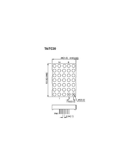 50mm DOT MATRIX DISPLAY GEMEINSAME KATHODE SUPERROT