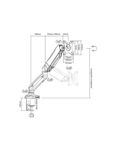 Monitor desk mount stand gas spring 1 Screen