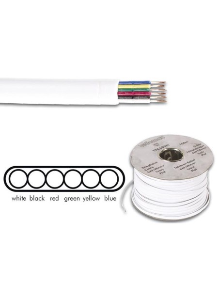 TELEFOONKABEL 6 x 0.08mm WIT PLAT