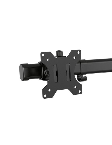 Dual monitor desk mount with crossbar for 2 monitors up to 27"