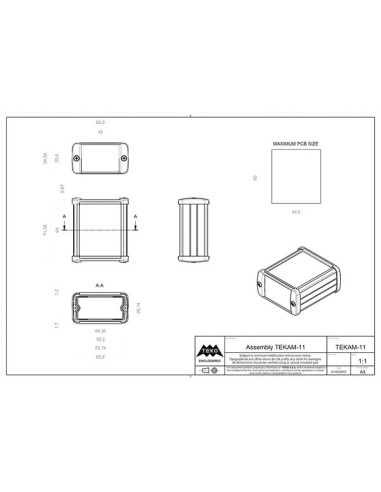 BOÎTIER EN ALUMINIUM - BLANC - 70 x 59.9 x 30.9 mm