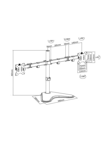 Monitor desk stand, 2 screens up to 32", VESA