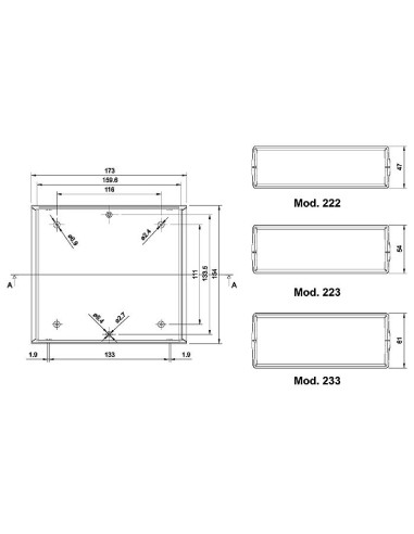 COFFRET CAB.0 - GRIS CLAIR 173 x 154 x 47mm