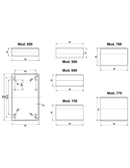 TENCLOS ENCLOSURE - BLACK - 145 x 85 x 37 mm