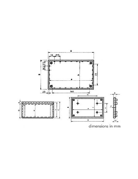 COFFRET "COVER"  - GRIS 160 x 96 x 66.9mm