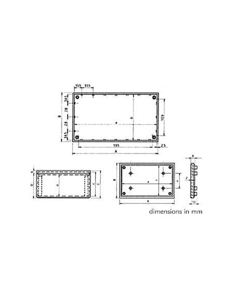 COFFRET "COVER"  - GRIS 215 x 130 x 82.9mm