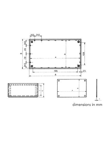 PLASTIC OPTATIVE ENCLOSURE - PETROL BLUE - 215 x 130 x 77 mm