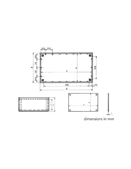 PLASTIC OPTATIVE ENCLOSURE - PETROL BLUE - 215 x 130 x 77 mm