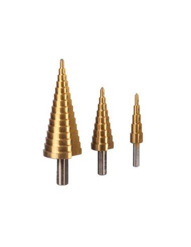FORET ÉTAGÉ HSS - REVÊTEMENT EN TITANE - 3 pcs