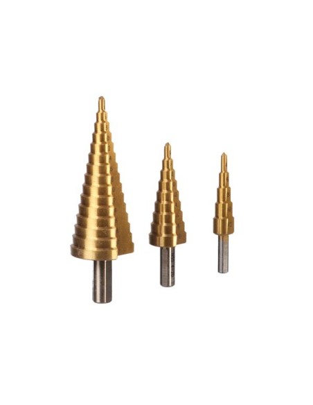 HSS-STUFENBOHRER-SET - TITAN BESCHICHTET - 3-tlg.