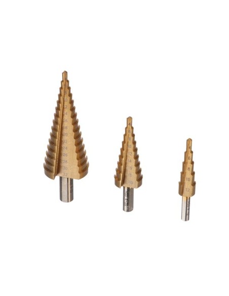 HSS-STUFENBOHRER-SET - TITAN BESCHICHTET - 3-tlg.