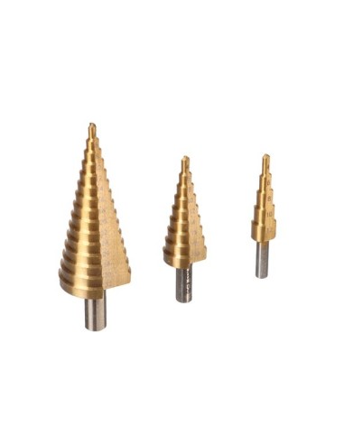 FORET ÉTAGÉ HSS - REVÊTEMENT EN TITANE - 3 pcs