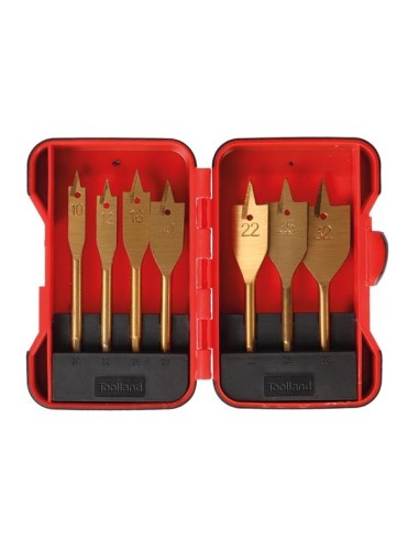 FLAT WOOD DRILL SET - TITANIUM COATED - 7 pcs