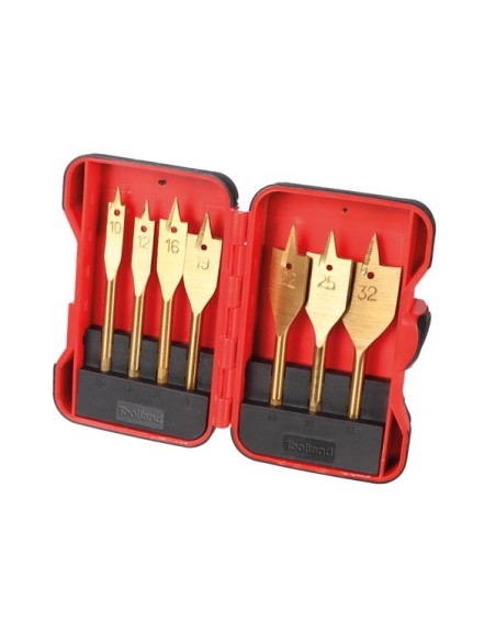 FLAT WOOD DRILL SET - TITANIUM COATED - 7 pcs