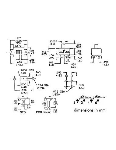 SLIDE SWITCH 2P ON-ON - PCB MOUNTING