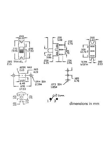SLIDE SWITCH 1P ON-ON