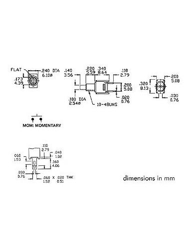 SUBMINIATUR-DRUCKTASTER - VERTIKAL - SPST...