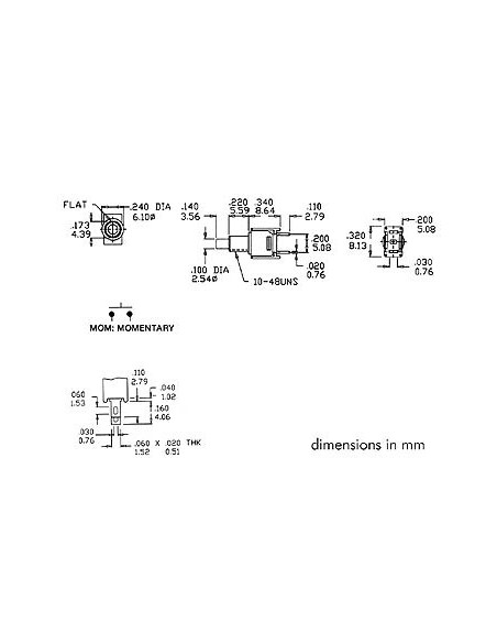 VERTICAL SUBMINIATURE PUSH-BUTTON SWITCH - SPST OFF-(ON)