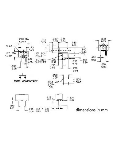 BOUTON-POUSSOIR SUBMINIATURE HORIZONTAL 90° -...