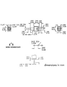 HAAKSE VERTICALE SUBMINIATUUR DRUKSCHAKELAAR - SPST OFF-(ON) 2