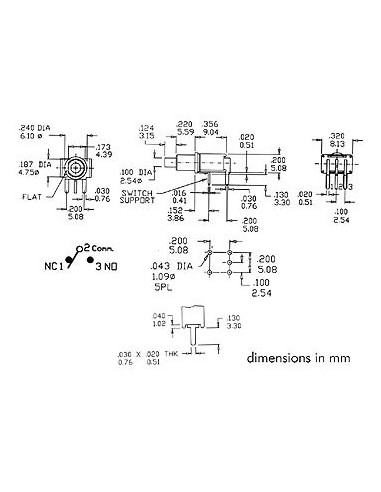 90° HORIZONTAL SUBMINIATURE PUSH-BUTTON SWITCH...
