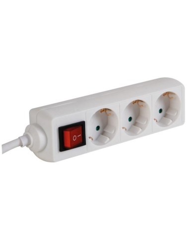 3-WAY SOCKET-OUTLET WITH SWITCH - 3 m CABLE - SCHUKO