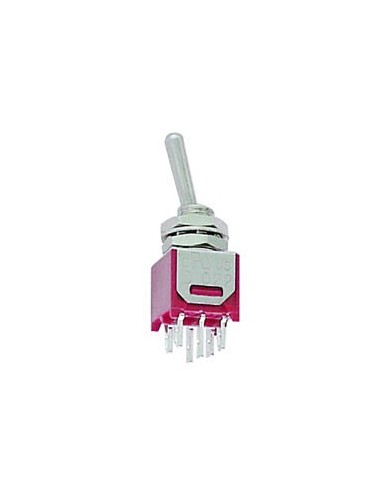 VERTICAL SUBMINIATURE TOGGLE SWITCH DPDT ON-OFF-ON