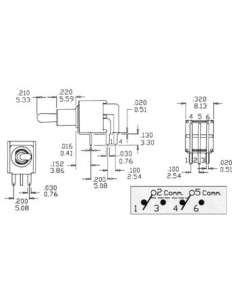 KIPPSCHALTER - SUBMINIATUR - HORIZONTAL DPDT EIN-EIN 2