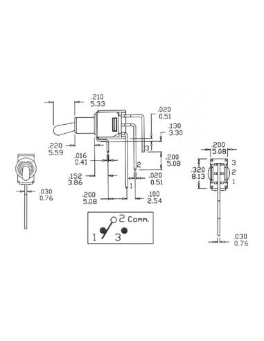 INVERSEUR 90° SUBMINIATURE VERTICAL UNIPOLAIRE...