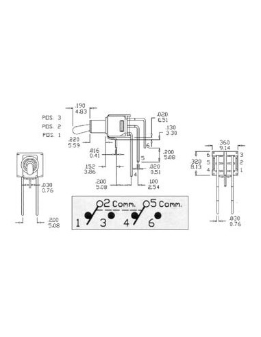 INVERSEUR 90° SUBMINIATURE VERTICAL BIPOLAIRE...